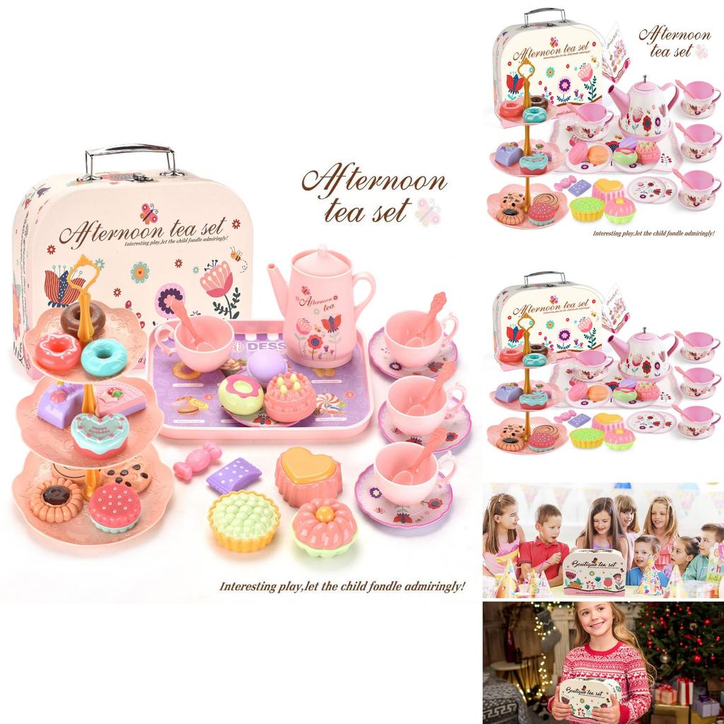 Charming Children's Tea Party Playset With Colorful Tin Tea Set And Sweet Treats