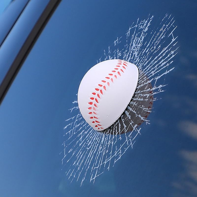 3D Prank Tricky Broken Glass Sticker Car Window Ball Hits Self Adhesive Funny Car Stickers (Golf)