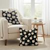 Black Daisy Cushion Cover Natural Linen Organic Fabric DoubleSided Printing Couch Pillow Covers Home Decor