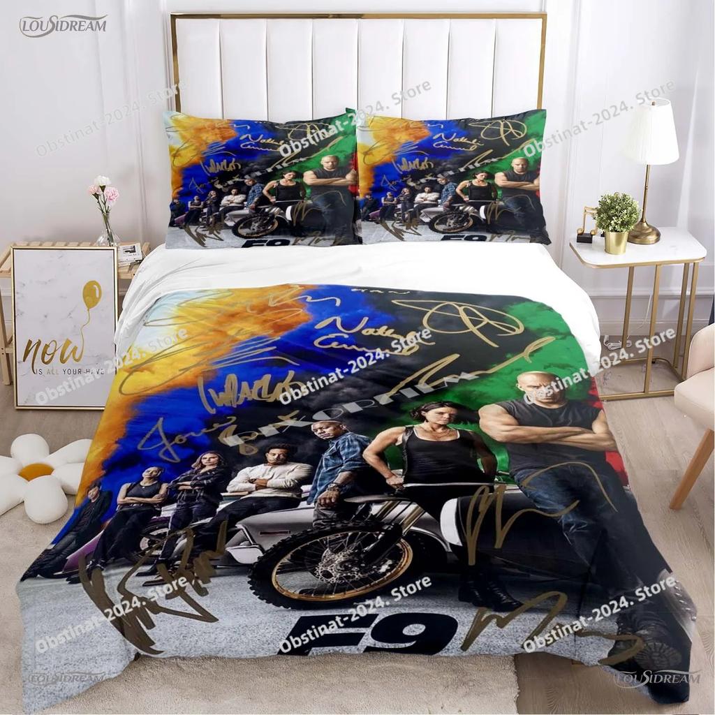3D Fast Furious Car Enthusiast All Season Bedding Set Printed Duvet Cover Sheet Pillowcase Soft Quilt Cover Full Queen King Size