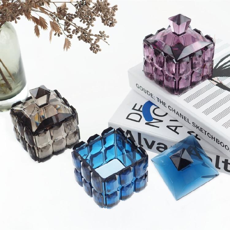 Anniversary Drill Cube Jar Storage Box Resin Mold Trinket Holder Silicone Mold