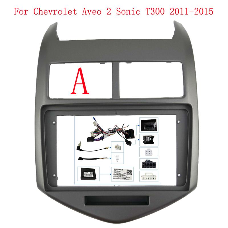 9 INCH Car Frame Fascia For Chevrolet Aveo 2 Sonic T300 2011-2015 Adapter Canbus Box Decoder Cable Radio Head Unit Panel Kit