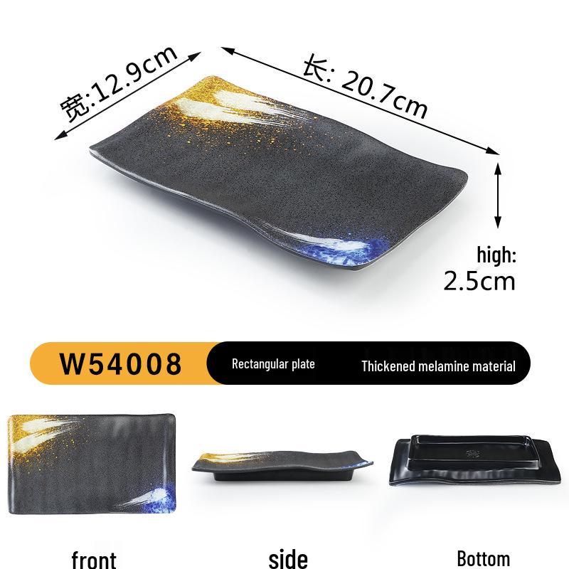 Japanese Retro Melamine Rectangular Plate for Hot Pot, Sushi, Yakiniku, and Barbecue