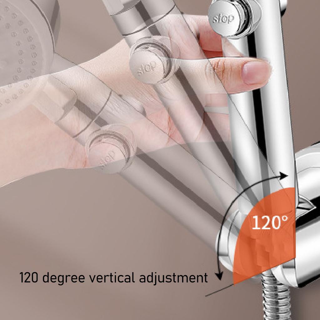 Suport Duș cu Ventuză, Mobil, Fără Găurire, Montare pe Perete, Suport Duș de Mână, Argintiu Negru