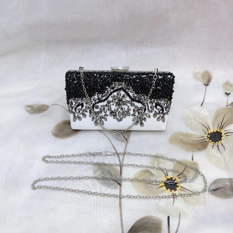 

Ladies retro style dinner bag hand-sewn PU diamond embroidered beads evening bag hand-held oblique span bag women s bag