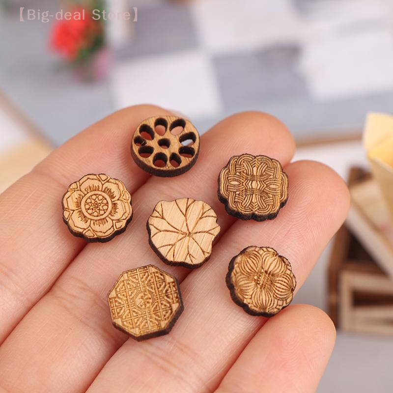 1/12 Dollhouse Retro Mini Tea Coasters, Wooden Cup Mat, Dollhouse Furniture Decoration, Kitchen Ornaments