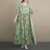 Short Sleeve Plus Size Cotton Vintage Floral New In Dresses for Women Casual Loose Long Summer Dress