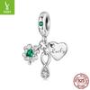 S925 Sterling Silver Love Four-Leaf Clover Pendant, Small Fresh Leaf Diy Lucky Beaded Accessories