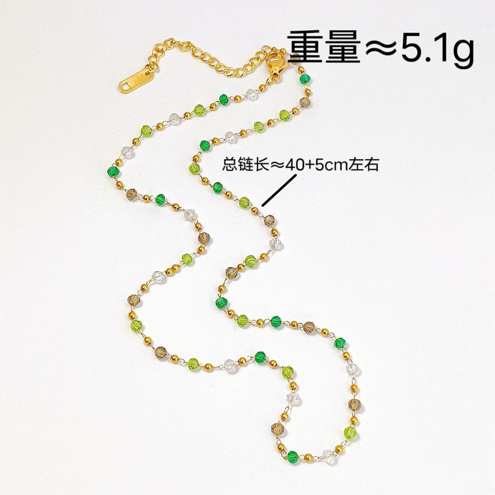 Fashion Personality Simple Crystal Necklace Popular Light Luxury Temperament Simple Titanium Steel Clavicle Chain Female Versatile