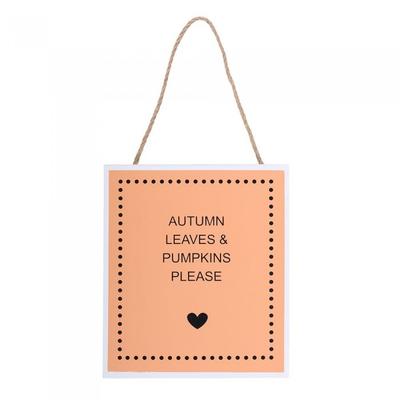 Autumn Leaves & Pumpkins Please Hanging Sign
