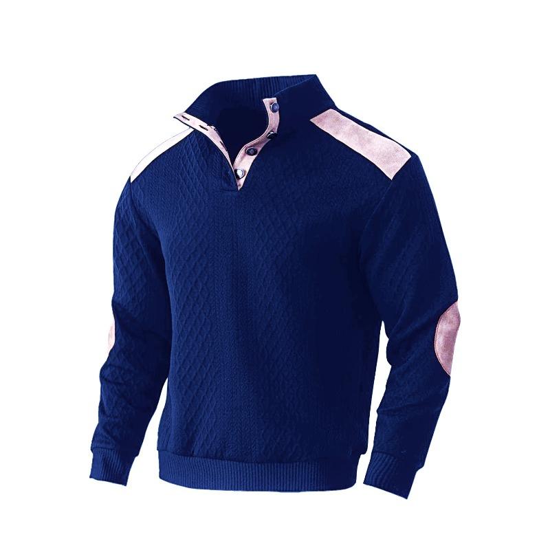 

New autumn and winter men s jacquard suede contrasting color Henry XXXL