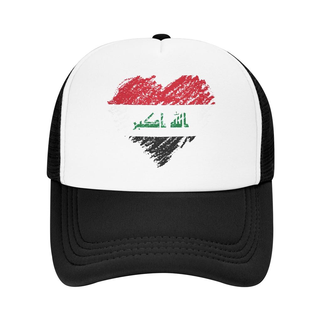 Iraq Flag Iraqi Mesh Baseball Caps Unisex Women Fitted Trucker Hat Hats Adjustable Polyester Sun Caps Summer Trucker Cap