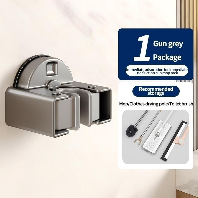 No Need To Drill Suction Cup Mop Rack, Mop Wall-mounted Clip, Broom Hook, Bathroom Door Behind Storage Rack, Kitchen Hook Clip