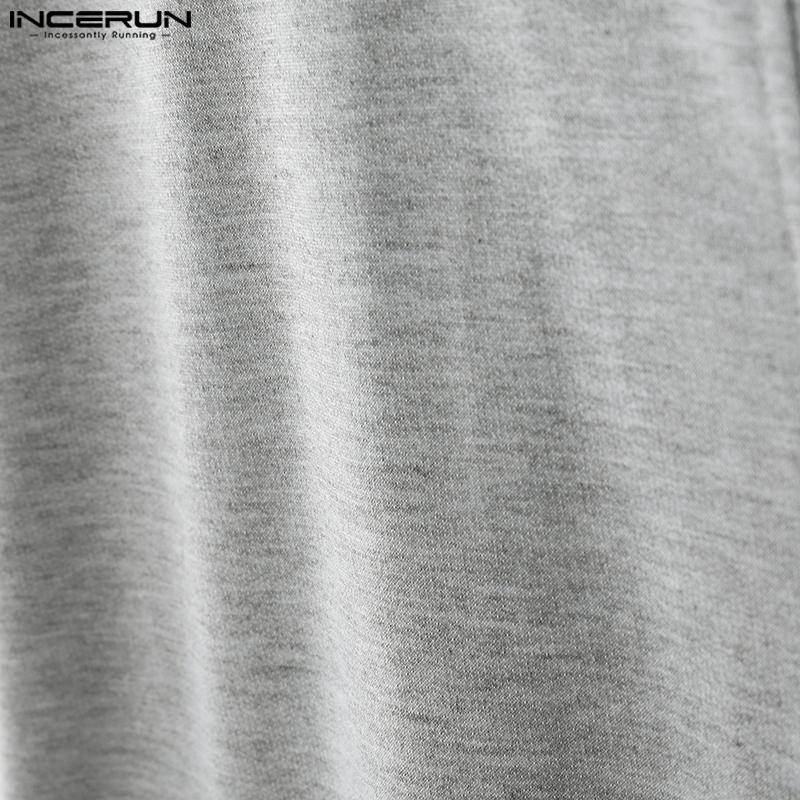 INCERUN Men Oversized Tie Up Long Sleeve Solid Casual Loose Pullovers Tops