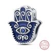 Fit 925 Silver Charms Beads Mysterious Devil's Eye Fatima's Hand Pendant Charms For Women Fine DIY Jewelry