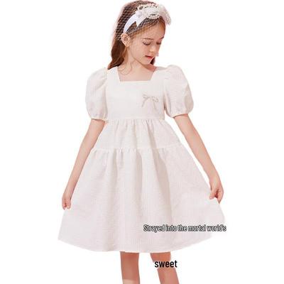 ASK JUNIOR Girls' Summer Puff Sleeve Princess Dress