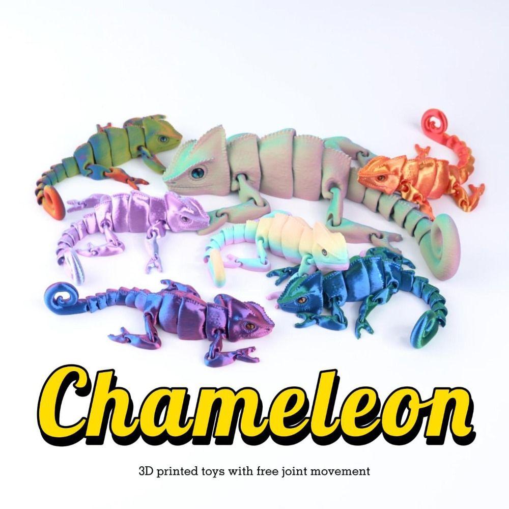 PLA Plastic 3D Printed Lizard Model 6 Colors Multi-jointed Lizard Desktop Ornaments Movable 17.5cm Animal Simulation Model