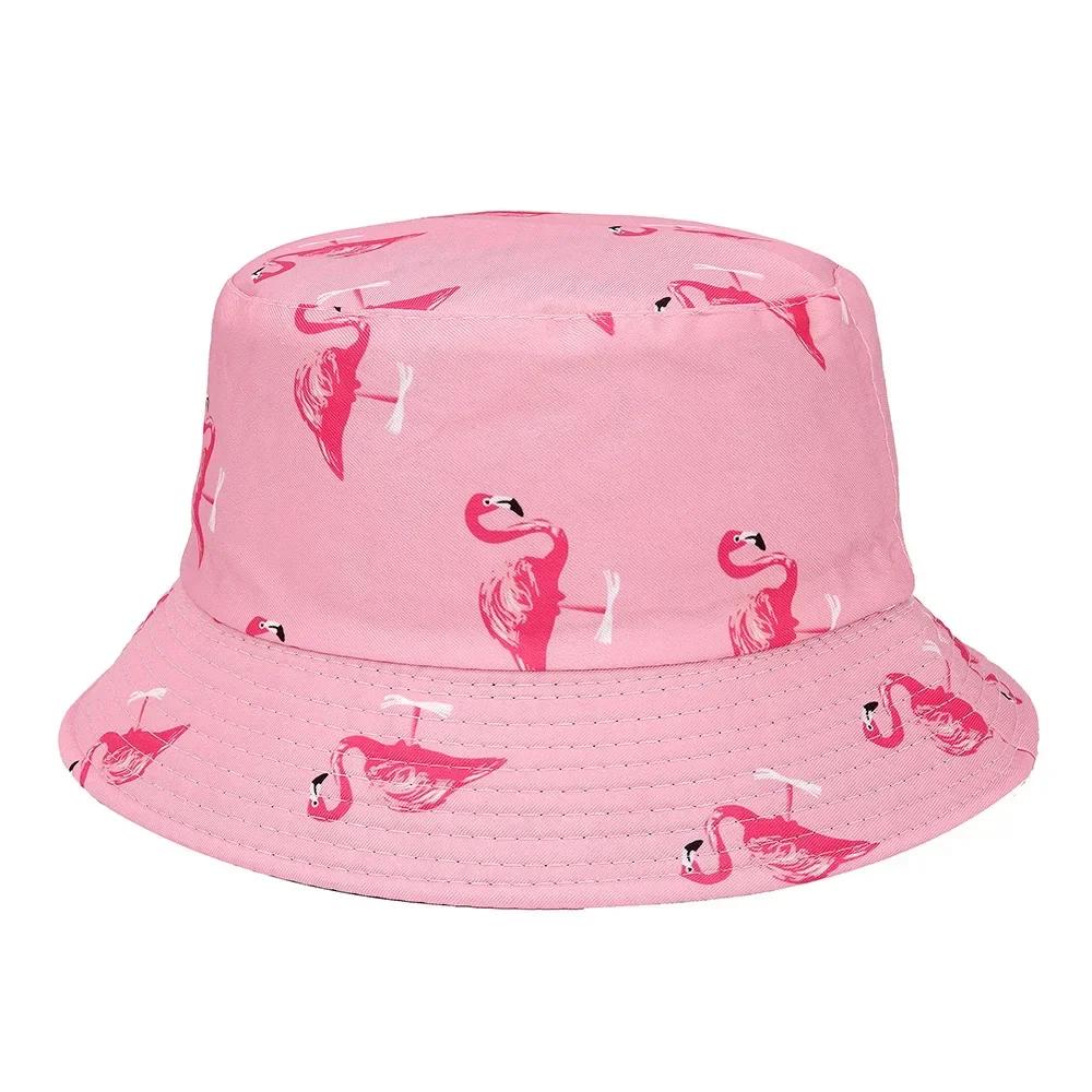 Panama Bucket Hat For Men Women Summer Bucket Cap Flamingo Print Hat Bob Hat Hip Hop Gorros Fishing Fisherman Hat