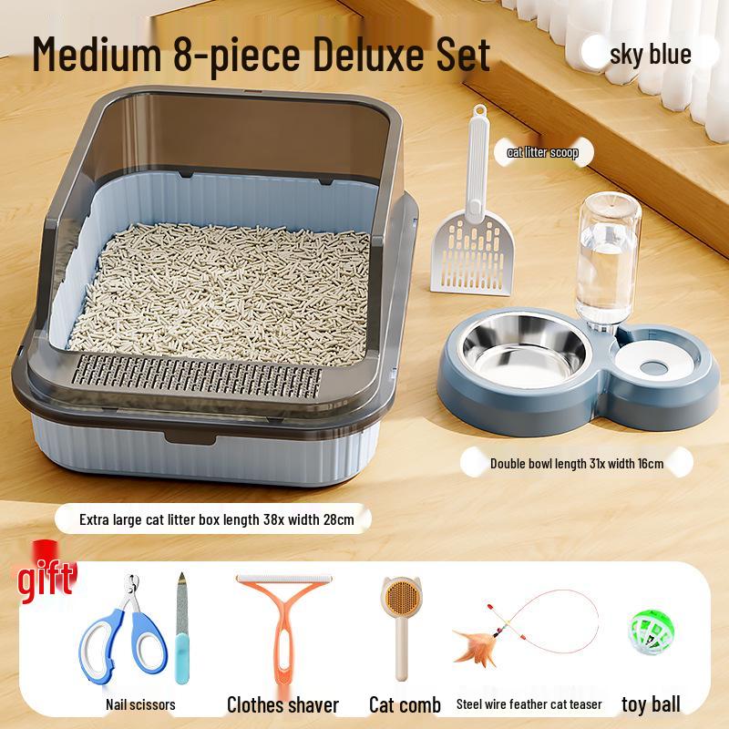 Extra Large Anti-Splash Cat Litter Box: Semi-Enclosed Tray for Large Cats and Kittens