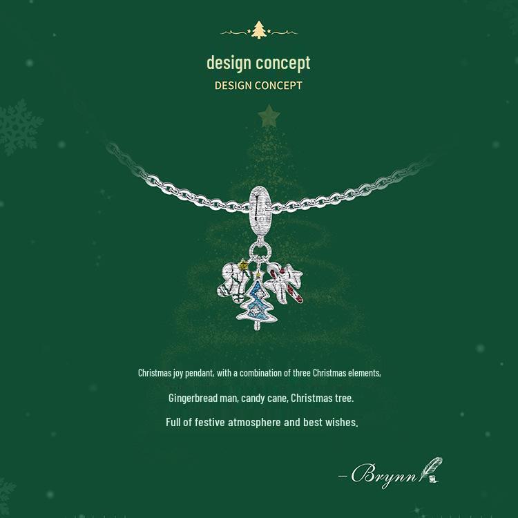 Christmas Joy White Gold Tri-Use Pendant: DIY Bracelet, Necklace & Tree Ornament