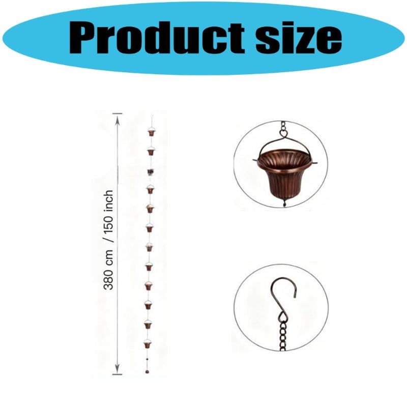 Retros Iron Cup Rain Chain Long Metal Water Drainage Gutters Rain Catchers For Garden Decoration