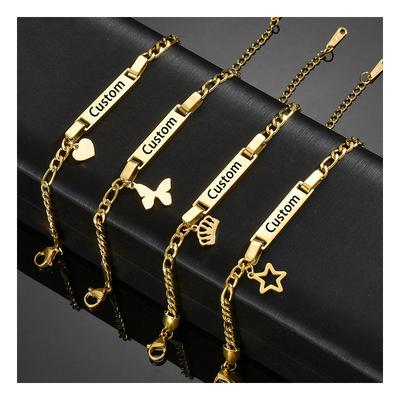 NEWNORTH Baby Name Bracelets Stainless Steel Jewelry Adjusted Crown Charms Personalized Custom Name Baby Bracelet for Children