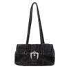 Denim Underarm Bag Solid Color Square Shoulder Bags with Top Handle Boston Handbag for Women Travel Shopping Daily Work