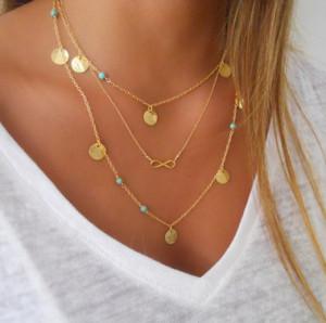 2018 New Fashion Feather Necklace Leaf Layer 3 Necklace Multilayer Chocker Necklace Women Necklaces & Pendants