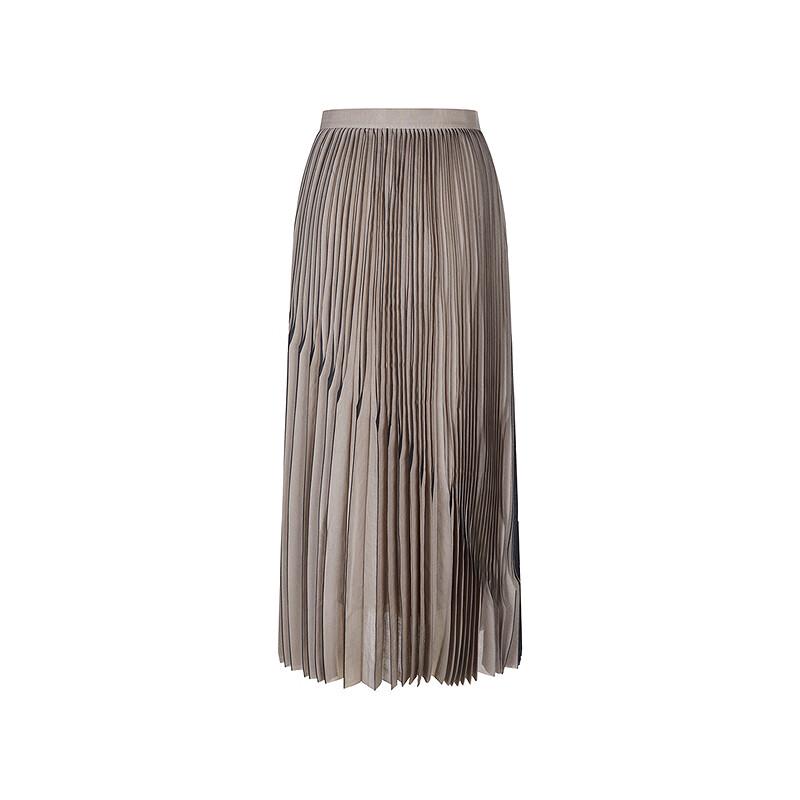 LESS 2025 Summer Pleated A-Line Midi Skirt