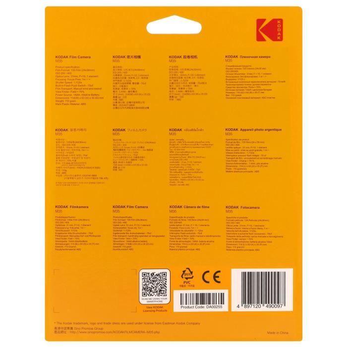 Appareil photo argentique - kodak - m35 - couleur marble grey - rechargeable - 35mm