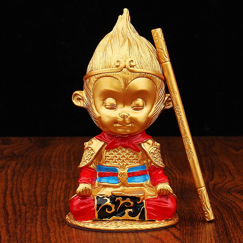 Painted Sun Wukong Qitian Dasheng Car Car Crafts Ornament Meditation Wukong Desktop Metal Ornament