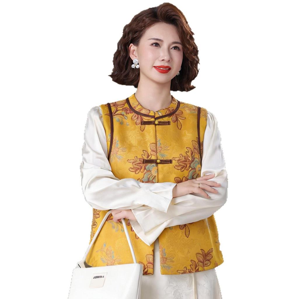 Mother's Day Stylish Frog Button Chinese Vest for Moms - 2026 Elegant Outerwear for Middle-Aged and Elderly.