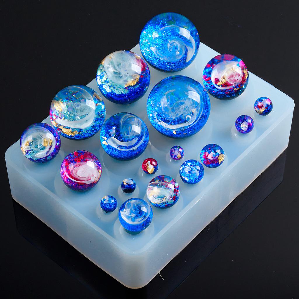 20 Cavity Round Beads Silicone Mold 3D Mixed Size Planet Ball Casting Molds For DIY Resin Jewelry Making Supplies Accessories