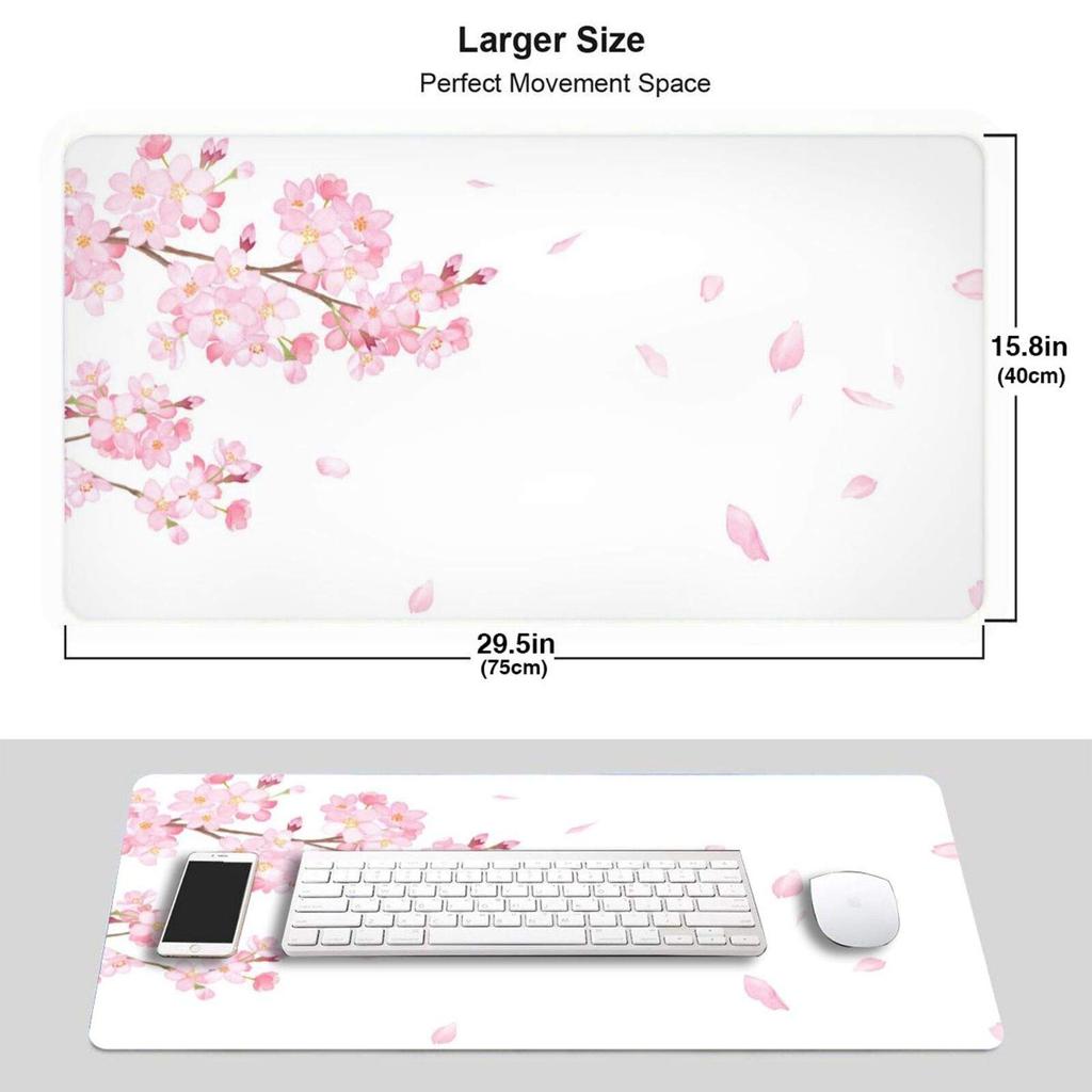 Kirschblüten Maus im japanischen Stil Aquarell Tanzende Maus Schreibtisch Extra Tastatur Gummi Optische Maus Cyber Ideal für Mittlere Oberfläche 40cm x 75cm