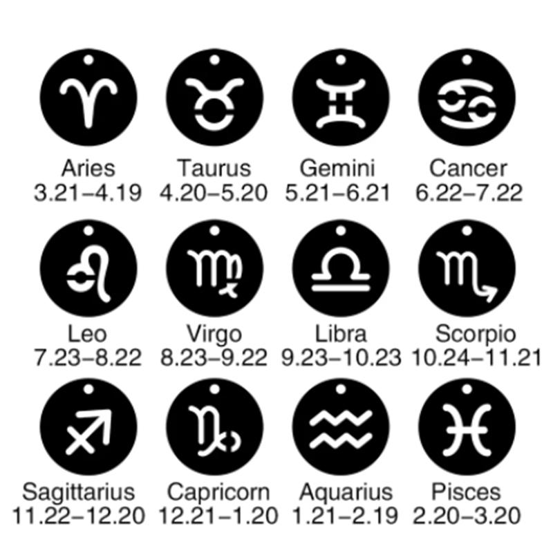 Rustfritt stål Stjerne Stjernetegn Halskjeder 12 Constellation Choker Anheng Væren Libra Leo Collier Bursdagsgave