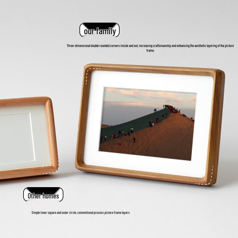 Contemporary Black Walnut Solid Wood Mortise & Tenon Photo Frame with Rounded Corners