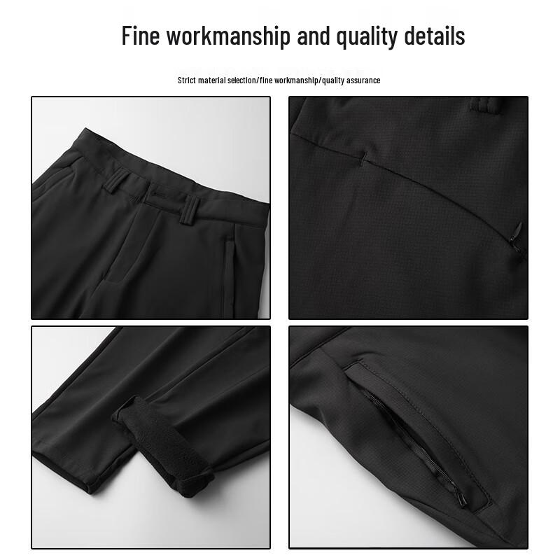 Męskie spodnie casualowe z podszewką z polaru, luźny krój, proste nogawki, rozmiar plus