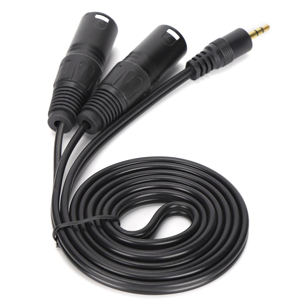 Câble Microphone Connecteur 3.5mm vers Adaptateur Double XLR Mâle Cordon de Patch d'Interconnexion3.5 XLR 1.5m 4.9ft