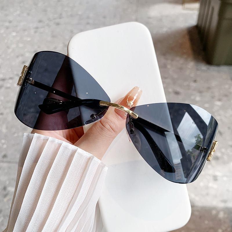 European Unisex Frameless Sliming Sunglasses Uv400 For Fashion Travel And Party