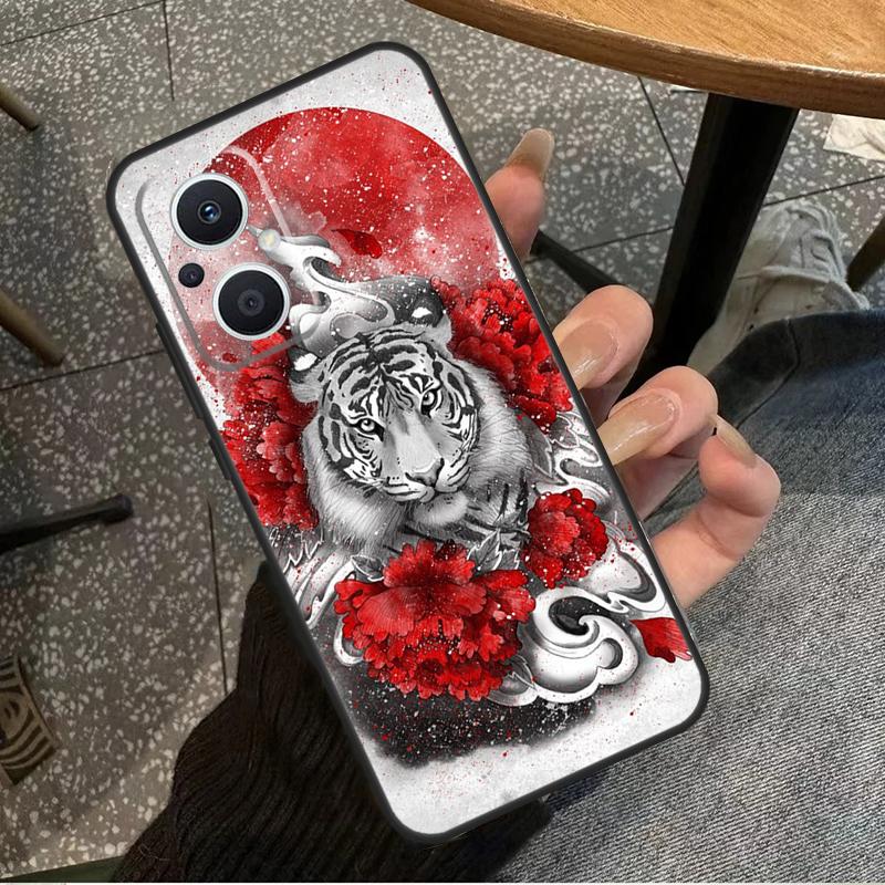 Tiger Red Sun Japan Art For OPPO Reno 10 11 12 13 14 Pro 7 8 Lite 8T 11F 12F 13F 14F OPPO Find X8 X9 X5 X6 Pro Case