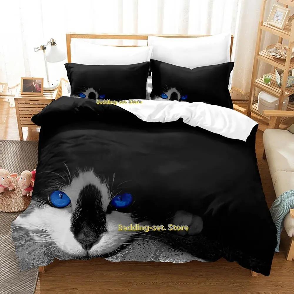 New Artistic Cat Bedding Set Single Twin Full Queen King Size Bed Set Adult Kid Bedroom Duvetcover Sets Anime Parure De Lit Bed