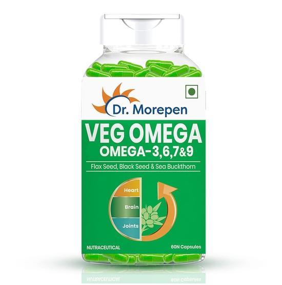 

DR. MOREPEN Veg Omega 3 6 7 9 Capsules 500mg Flax Seed, Black Seed & Sea Buckthorn - 60 Veg Capsules
