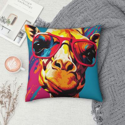 Tier mit Sonnenbrille und Kopfhörern Quadratische Kissenhülle Kissenbezug Kissenhülle Überwurf-Kissenbezug für Zuhause Schlafzimmer Auto