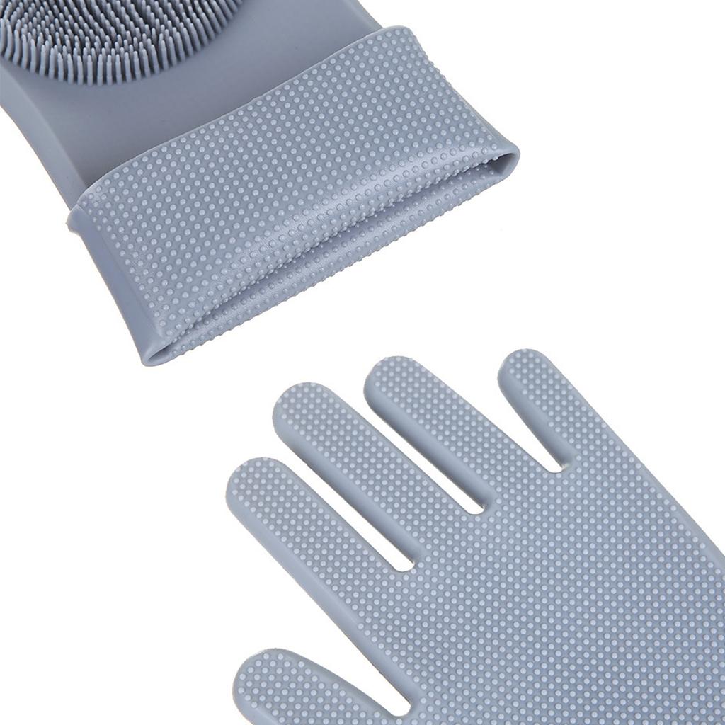 Silikonhandschuhe mit Borsten Wasserdicht Spritzwassergeschützt Ölbeständig Weich Elastisch Küche Geschirrspülen
