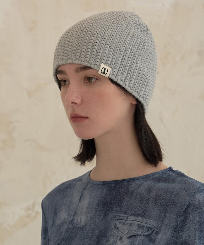 Bajal Va Square Label Cozy Beanie Grey
