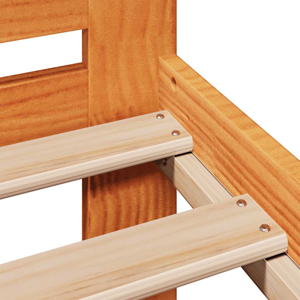 Solid Wood Bed Without Mattress Wax Brown 140x200 Cm Pine Wood