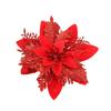 Glitter Poinsettia 5.5 Inch Artificial Flower Christmas Clip Stem Christmas Tree Ornaments For Wedding Party Wreath Decoration