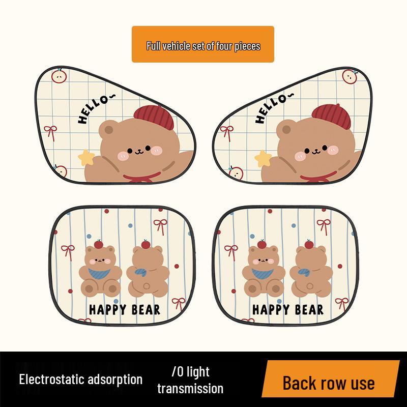 Elektrostatische Auto Zonnescherm - Schattig Beer Ontwerp voor Baby Warmtebescherming & Isolatie