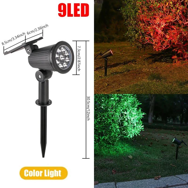 Outdoor LED Solar Spotlight Light 9LEDs Brightness Adjustable Spot Light IP65 Waterproof Garden Backyard Lawn Light Decotation