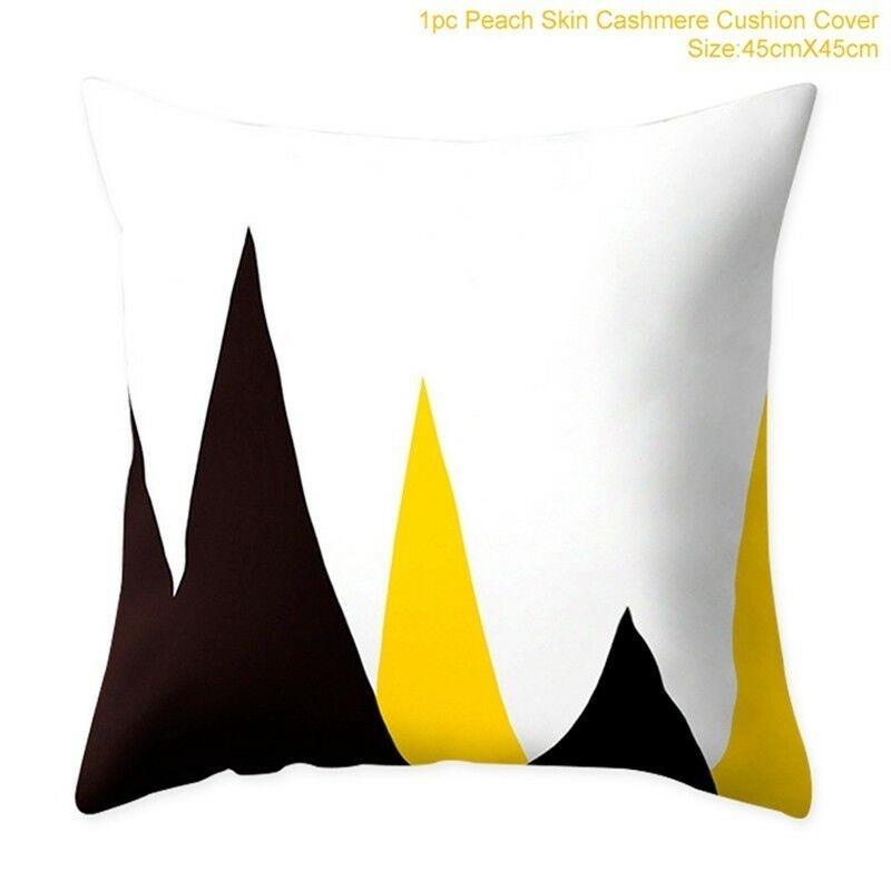 Classic Yellow Geometric Pillow Case Crafted From Luxurious Peach Skin Cashmere